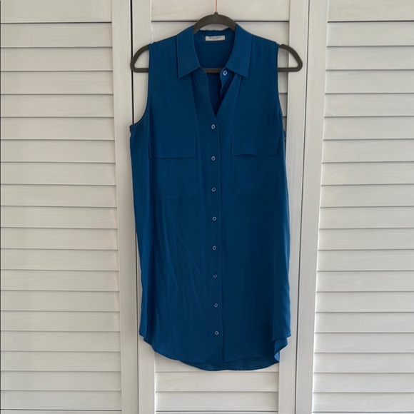 Equipment Blue Mini Shirt Dress - Picture 1 of 4